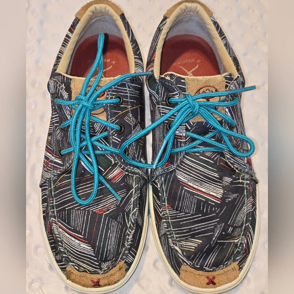 Twisted X Boat Shoes Womens Size 6.5 Multicolor‎ Fabric Casual Walking